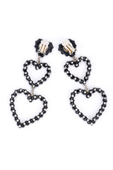 Vintage Richard Kerr Crystal Heart Drop Earrings full view of back side @Recessla