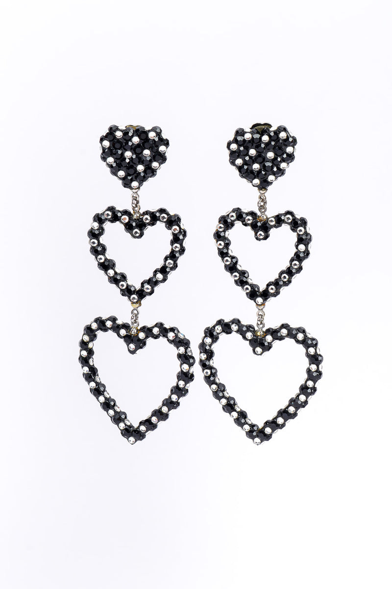 Vintage Richard Kerr Crystal Heart Drop Earrings full front view @Recessla