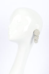 Rhinestone disc drop earrings on white background on mannequin @recessla