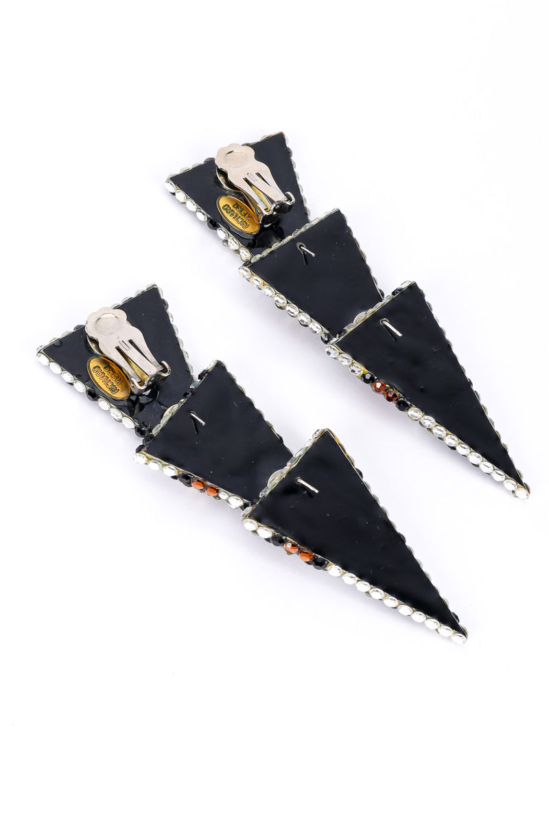 Spear drop earrings by Richard Kerr on white background backs @recessla