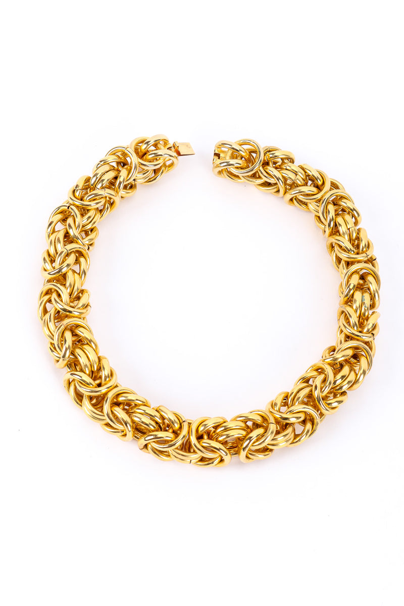 Vintage Chunky Byzantine Link Choker Necklace full view unclasped @Recessla