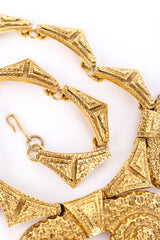 Vintage Pauline Rader Hammered Swirl Collar Necklace triangle pendants closeup @Recessla