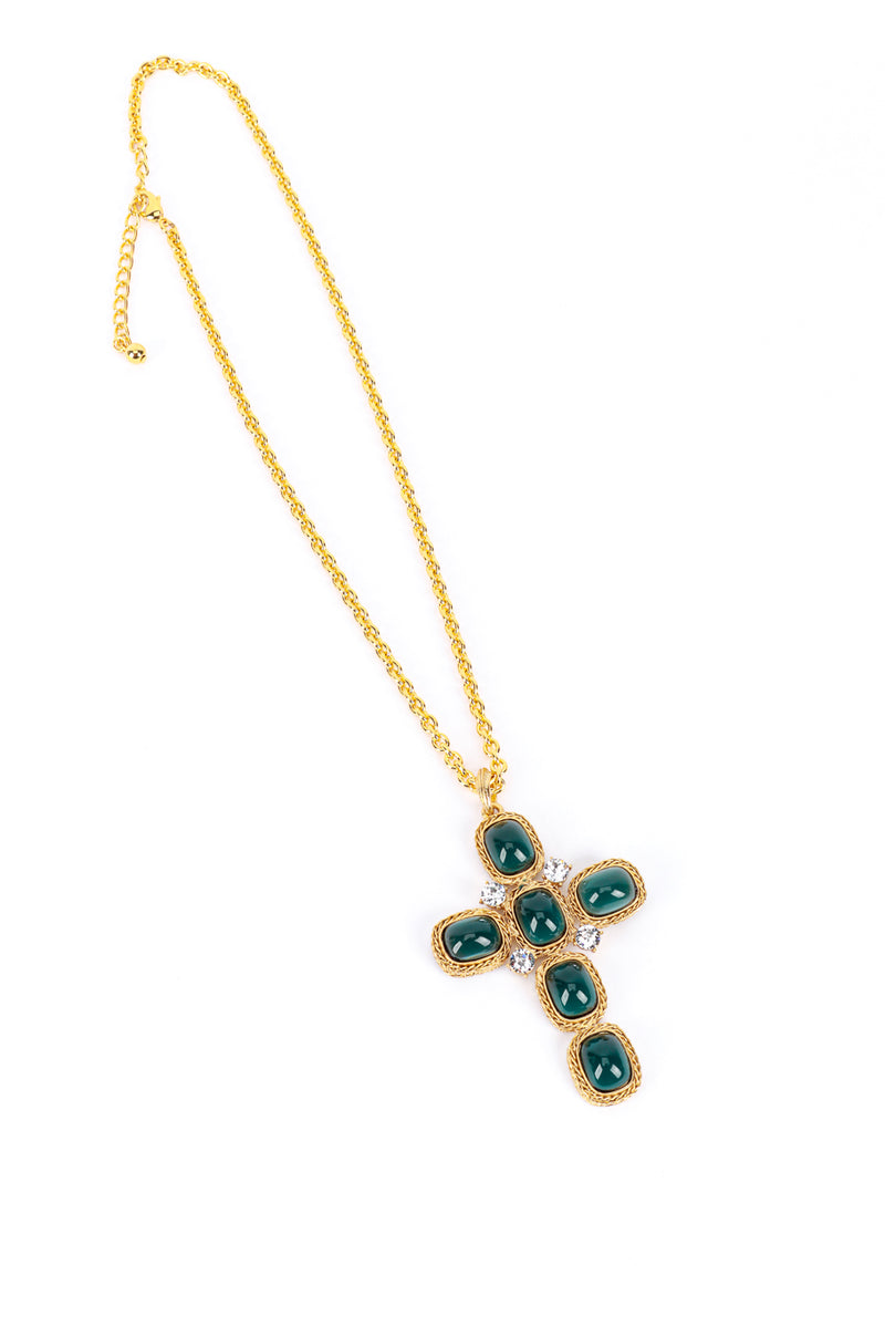 Kenneth Jay Lane St Francis Crystal Cross Necklace flat @RECESS LA