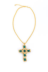 Kenneth Jay Lane St Francis Crystal Cross Necklace back @RECESS LA