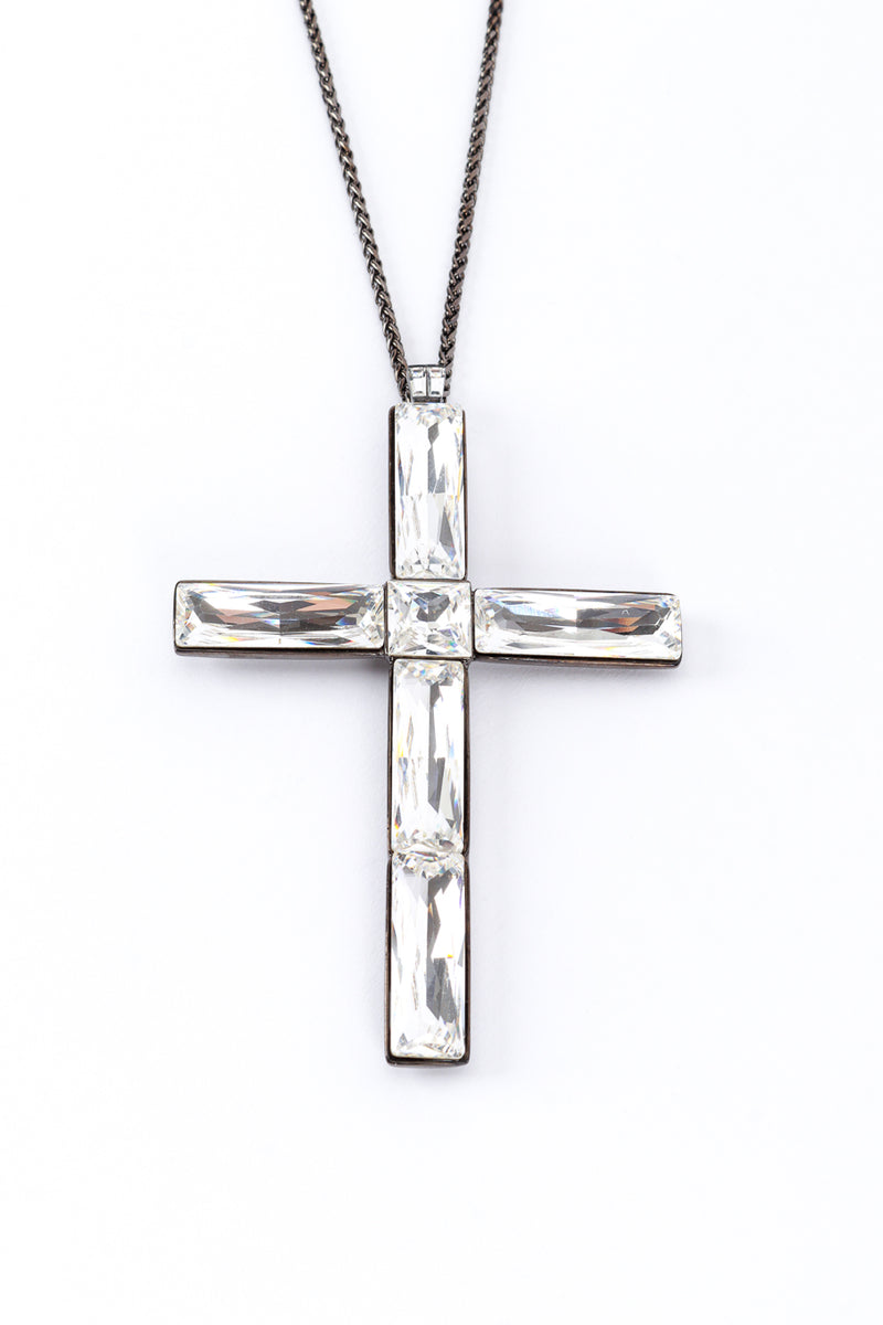 Kenneth Jay Lane Cosmic Crystal Cross Necklace detail @RECESS LA