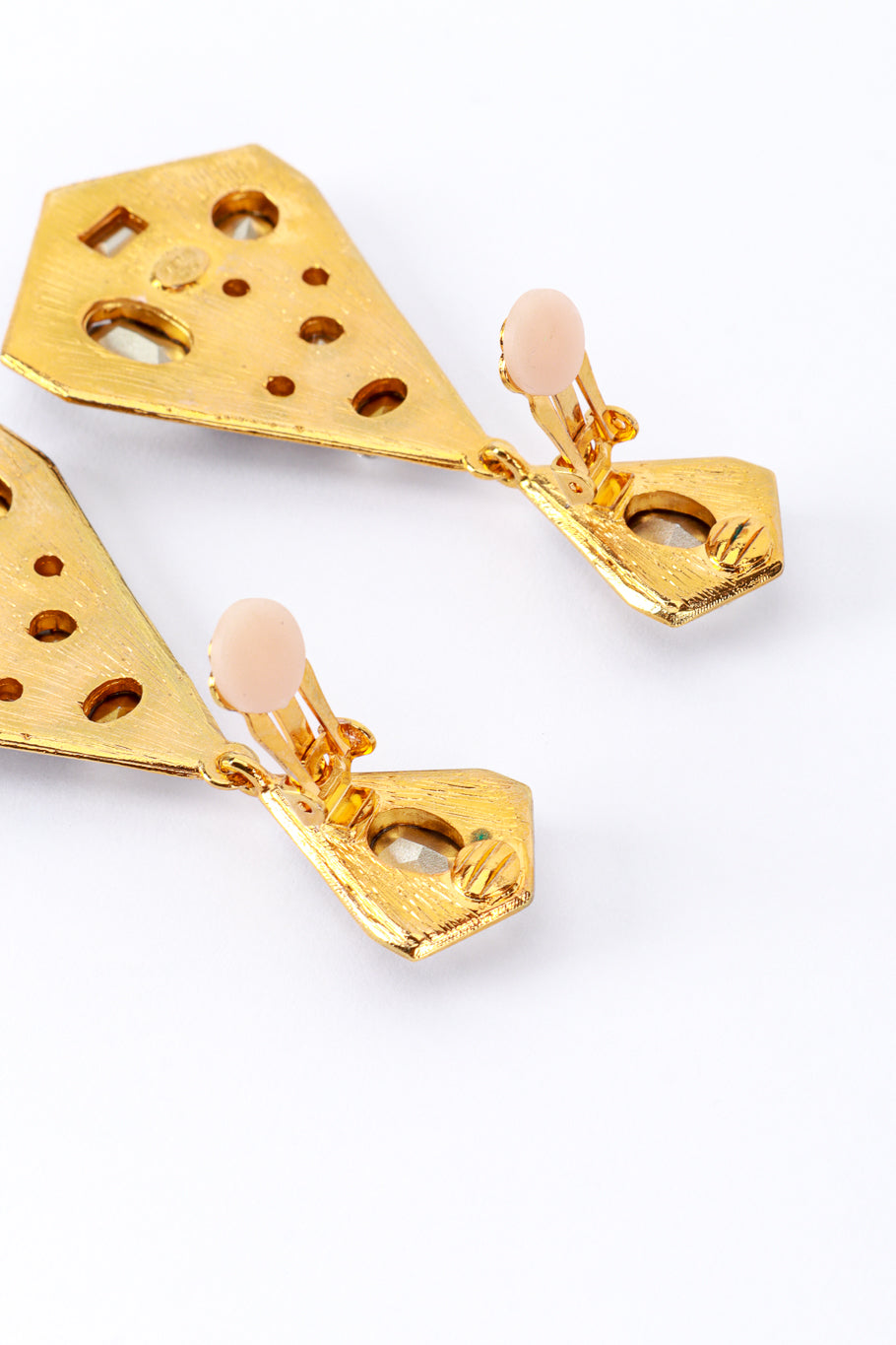 Kenneth Jay Lane Enamel & Rhinestone Geo Drop Earrings clips @RECESS LA