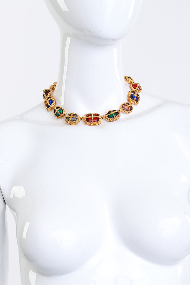 Kenneth Jay Lane Royal Cross Gripoix Collar Necklace mannequin @RECESS LA