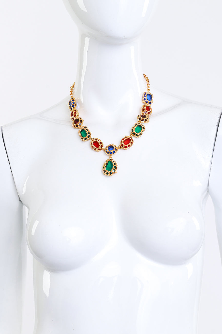 Vintage Kenneth Jay Lane Royal Gripoix Teardrop Pendant Necklace on mannequin @recess la