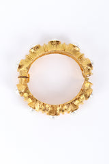 Vintage Kenneth Jay Lane Pearl Cabochon Hinged Bangle top view @recess la