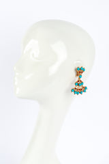 Vintage Kenneth Jay Lane Glass Stone Fan Drop Earrings on mannequin @recess la