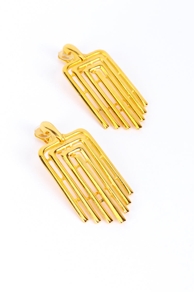 Vintage Kenneth Jay Lane Articulated Linear Drop Earrings 3/4 front @recess la