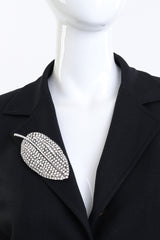 Vintage Kenneth Jay Lane Crystal Leaf Brooch on mannequin @recess la