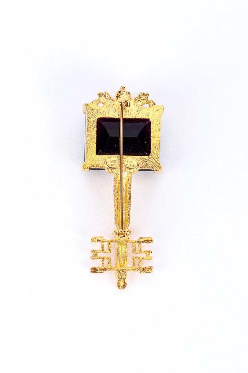 Vintage Kenneth Jay Lane Golden Key Brooch back @recess la