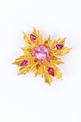 Vintage Unsigned Kenneth Jay Lane Pink Jeweled Sunburst Brooch front @recess la