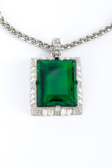 Vintage Kenneth Jay Lane Art Deco Emerald Pendant Necklace crystal closeup @recess la