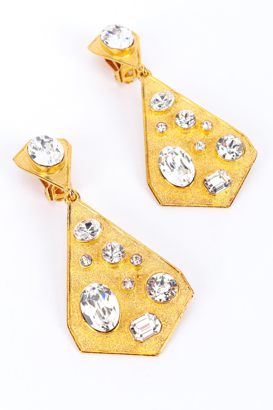 Kenneth Jay Lane Rhinestone Geo Drop Earrings flat @RECESS LA