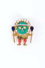 Vintage Kenneth Jay Lane Turquoise Medicine Man Brooch front @recess la