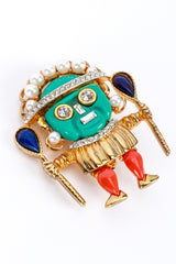 Vintage Kenneth Jay Lane Turquoise Medicine Man Brooch front closeup @recess la