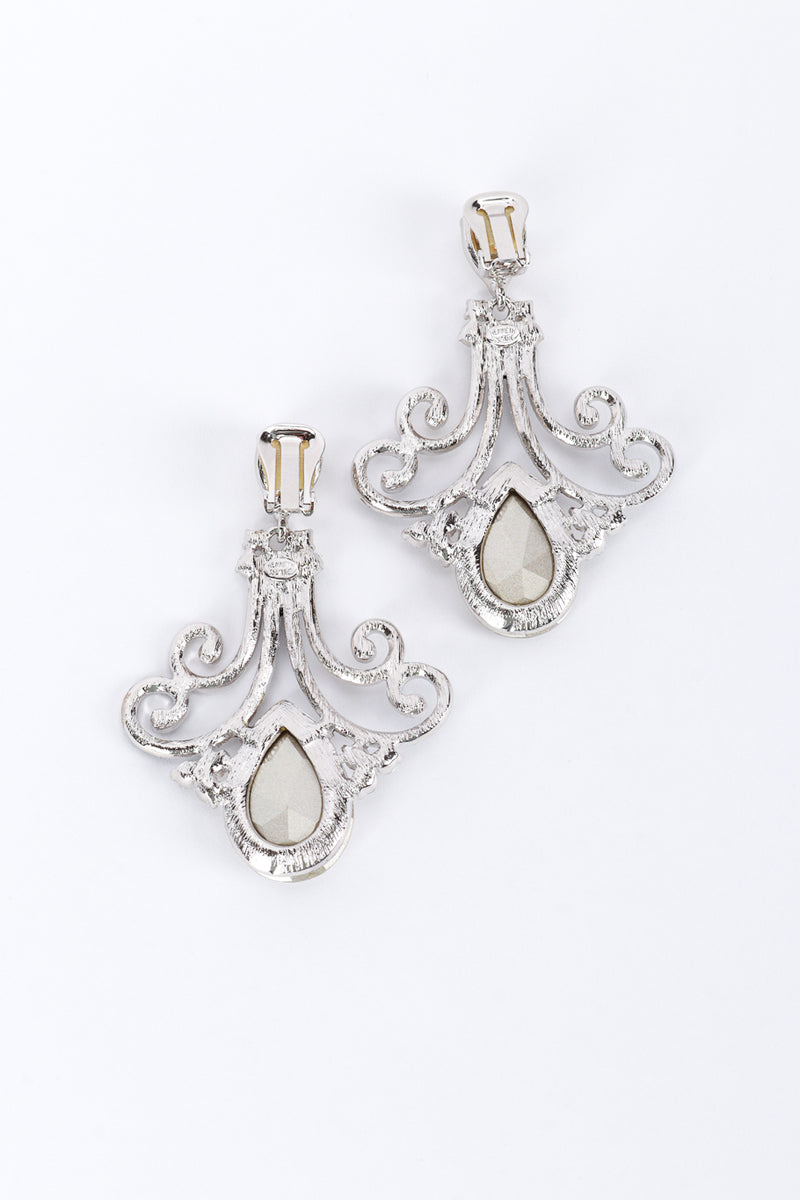 Vintage Kenneth Jay Lane Crystal Chandelier Drop Earrings back @recess la