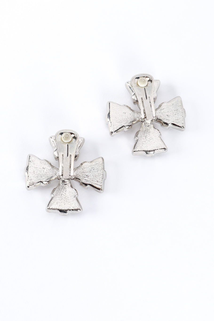 Vintage Kenneth Jay Lane Maltese Crystal Cross Earrings back @recess la