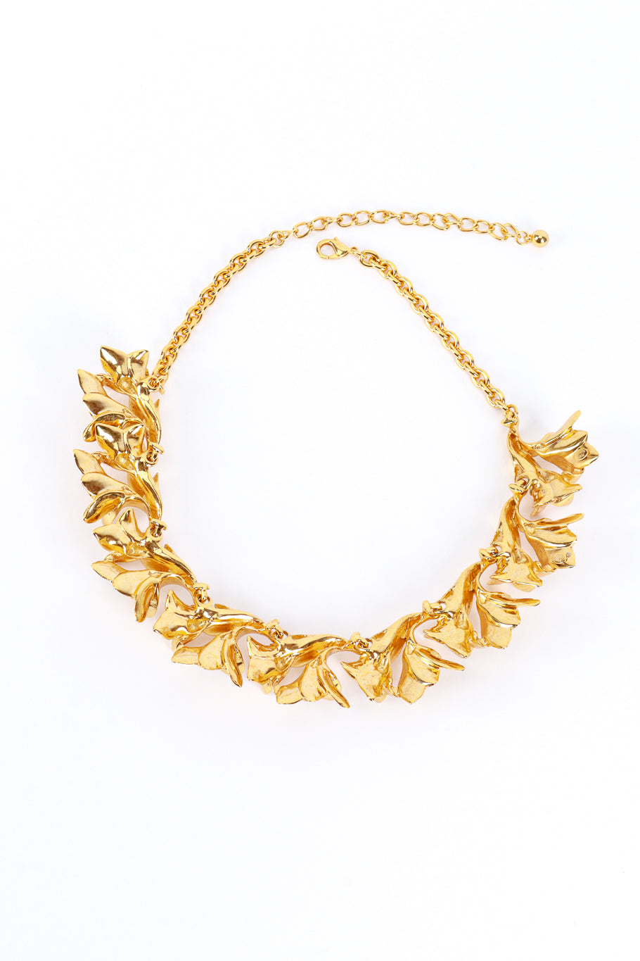 Kenneth Jay Lane Golden Hibiscus Collar Necklace flat @RECESS LA