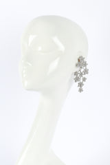 Vintage Kenneth Jay Lane Rhinestone Falling Leaf Drop Earrings on mannequin @recess la