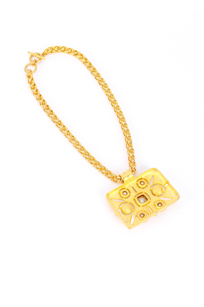 Vintage Kenneth Jay Lane Rectangle Rhinestone Pendant Necklace back @recess la