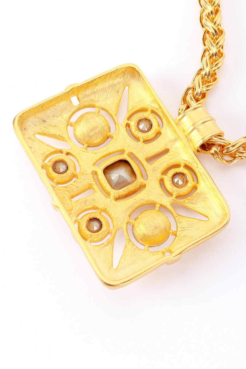 Vintage Kenneth Jay Lane Rectangle Rhinestone Pendant Necklace pendant back detail @recess la