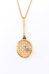 Vintage Kenneth Jay Lane Tennis Racket Pendant Necklace pendant front closeup @recess la