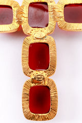 Vintage Kenneth Jay Lane Garnet Cabochon Cross Pendant Necklace cartouche @recess la