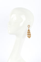 Vintage Kenneth Jay Lane Mismatched Pearl & Rhinestone Chandelier Earrings on mannequin @recess la