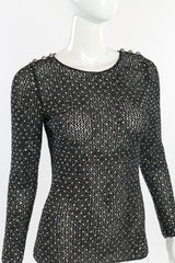 Vintage Adolfo Crystal Open Knit Top front on mannequin closeup @recessla