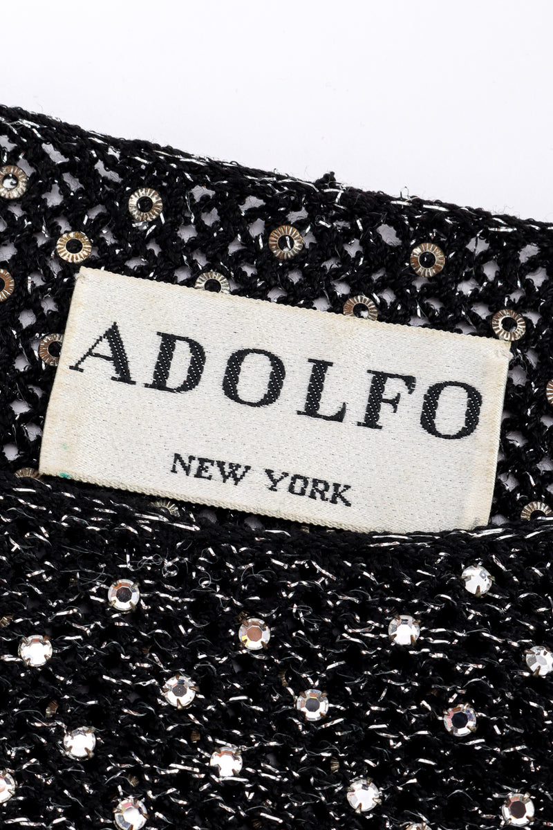 Vintage Adolfo Crystal Open Knit Top signature label closeup @recessla