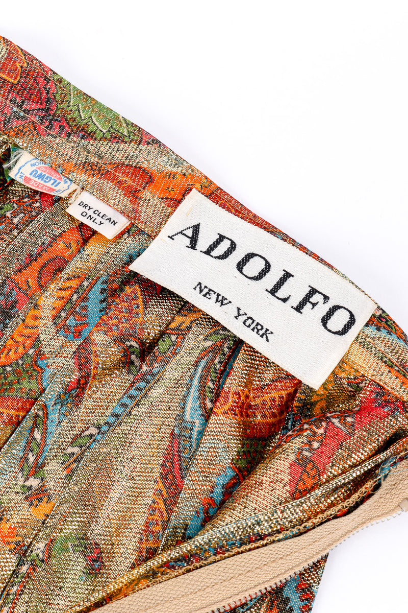 Vintage Adolfo Paisley Lamé Pleated Palazzo Pant II signature label closeup @recessla