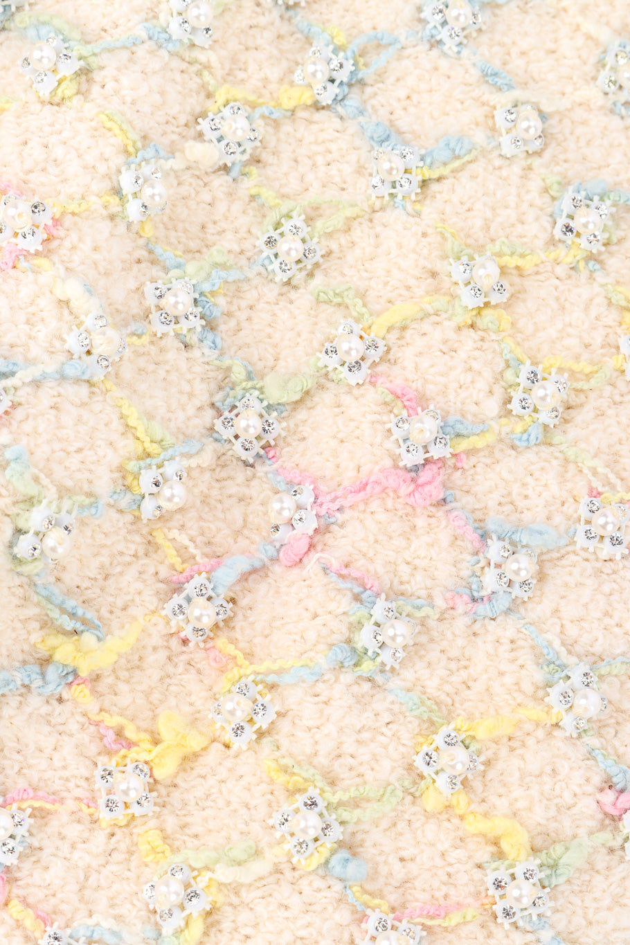 Vintage Adolfo Lattice Pearl Jacket fabric closeup @Recessla