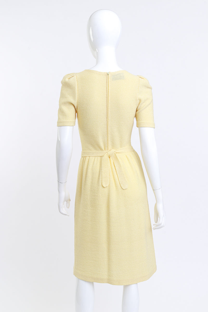 Adolfo Pastel Yellow Ribbon Weave Knit Dress on mannequin @RECESS LA