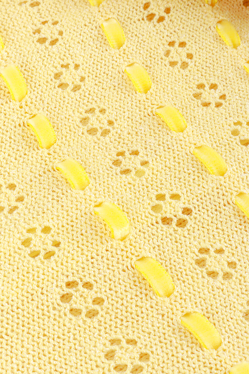 Adolfo Pastel Yellow Ribbon Weave Knit Dress fabric @RECESS LA