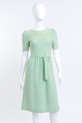 Adolfo Pastel Green Ribbon Weave Knit Dress on mannequin @RECESS LA