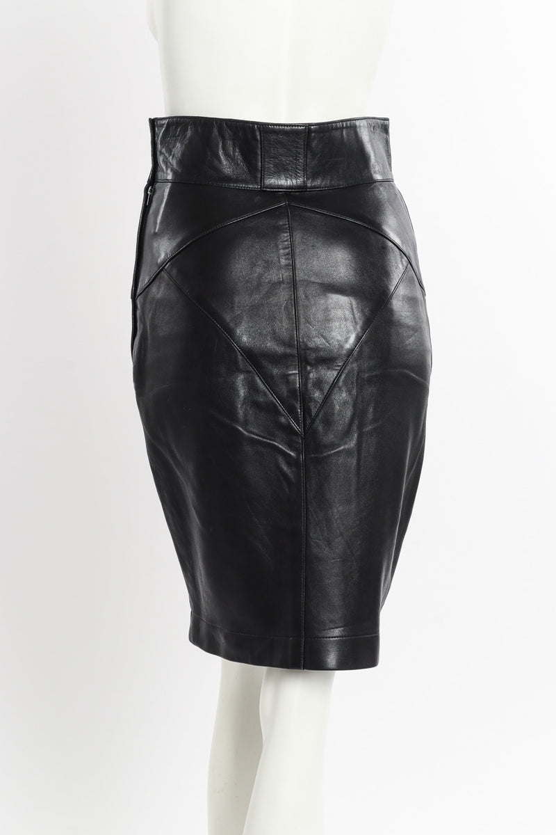 Vintage Alaia Leather Pencil Skirt back on mannequin closeup @recessla