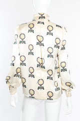 Vintage André Laug Roman Clock Motif Silk Blouse back view on mannequin @Recessla