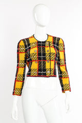 Vintage Adolfo Cropped Plaid Bouclé Jacket front on mannequin @recessla