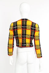 Vintage Adolfo Cropped Plaid Bouclé Jacket back on mannequin @recessla