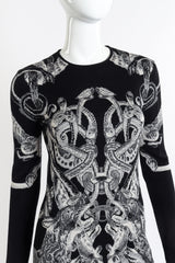 Alexander McQueen 2010 A/W Graphic Knit Dress front on mannequin closeup @recessla