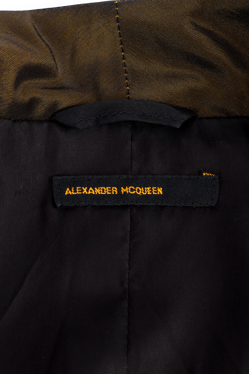 Vintage Alexander McQueen 1997 S/S Tafetta Cutaway Jacket & Skirt Set jacket label @recess la