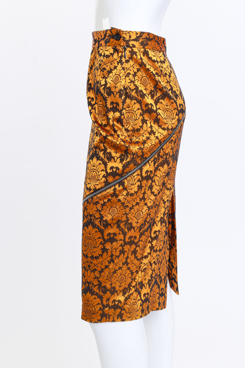 Vintage Alexander McQueen 1997 S/S Damask Zipper Pencil Skirt side on mannequin @recess la