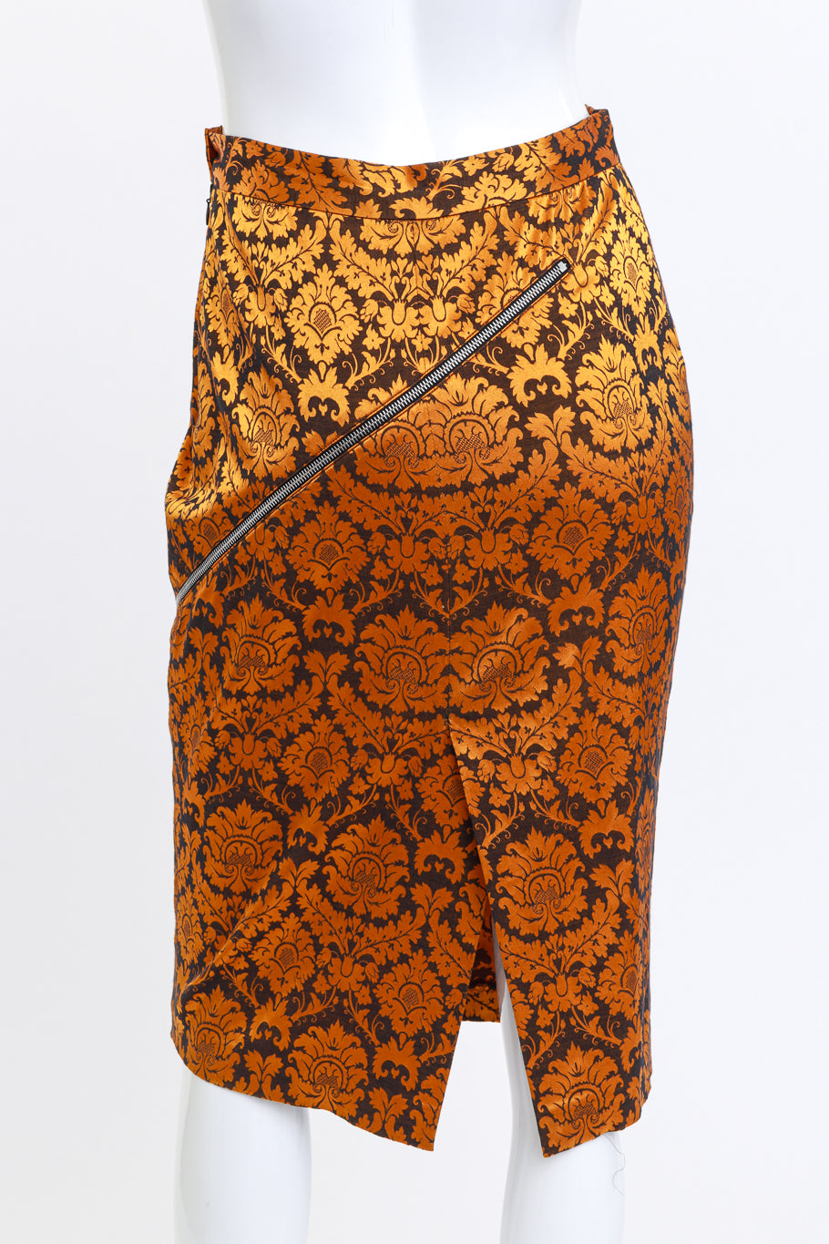 Vintage Alexander McQueen 1997 S/S Damask Zipper Pencil Skirt back on mannequin @recess la