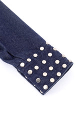 Vintage Allie Flynn Studded Denim Top and Pant Set studs on cuff closeup on white backdrop @Recessla