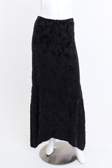 Ann Demeulemeester 1994 F/W Velvet Jacquard Maxi Skirt front on mannequin @RECESS LA