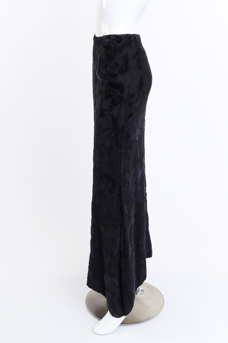 Ann Demeulemeester 1994 F/W Velvet Jacquard Maxi Skirt side on mannequin @RECESS LA