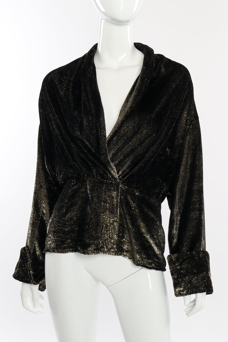 Metallic Velvet Wrap Blouse by Anne Klein on mannequin @recessla